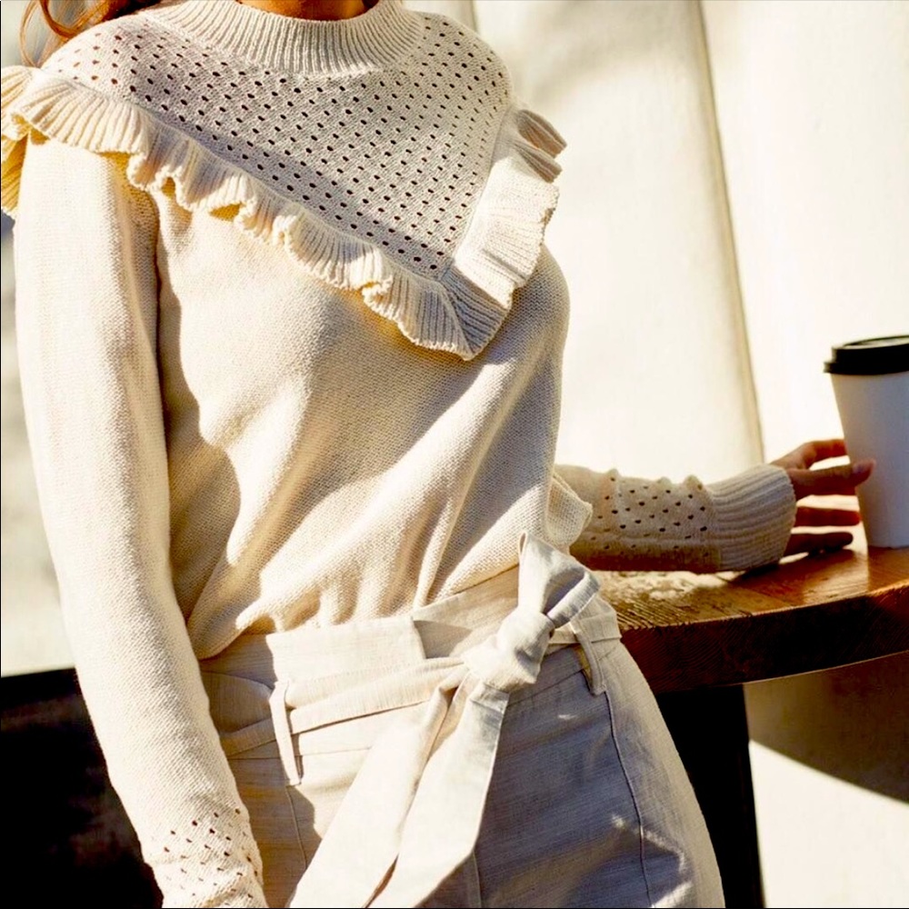 Wilfred // Cotton Ruffle Sweater Cream XS